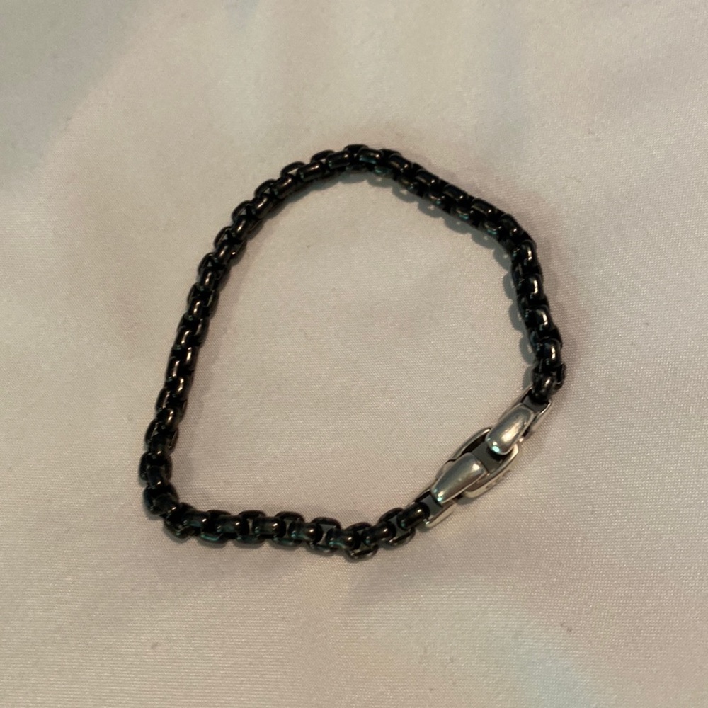 David Yurman men’s Box Chain Bracelet w Darkened Stainless Steel sz M